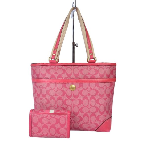 Coach Pink Tote with Signature Monogram - Picture 8 of 12